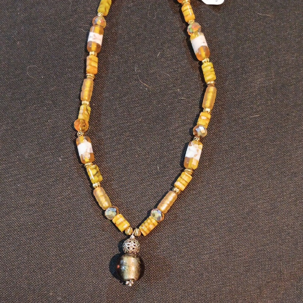 Handmade Beaded Necklace with Pendant